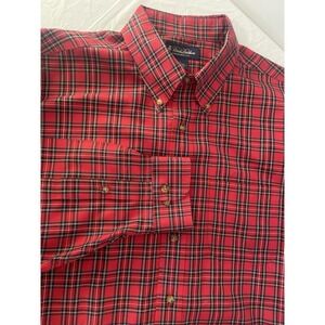 Men's Brooks Brothers Gold Label Non-Iron 100% Cotton Red Plaid Shirt-Size XL